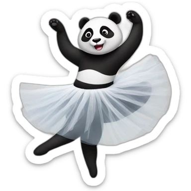 panda dancing ballet with tulle sticker