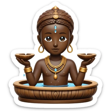 African wooden statue in a fountain  sticker