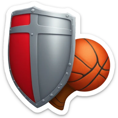 Shield with basketball held by a red knight sticker