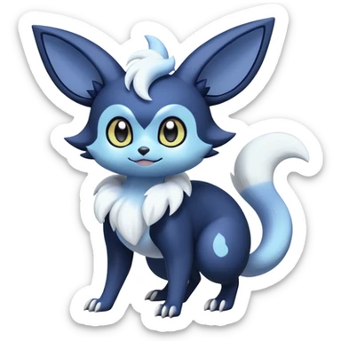 Shiny snowy pastel Noibat-Meowstic-Umbreon-Fakémon-hybrid-creature (full body)  sticker