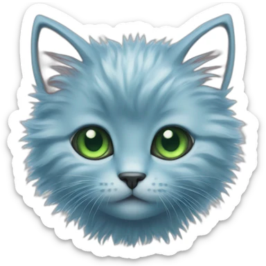 A fluffy blue kitten with mesmerizing green eyes sticker