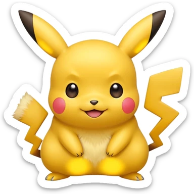 cute Pikachu Pokémon, bright yellow color, rounded shapes, cheerful expression sticker