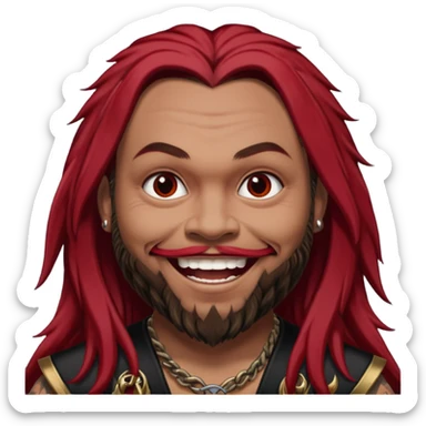 Max Cavalera (b.1969) with dark red long hair with black highlights sticker