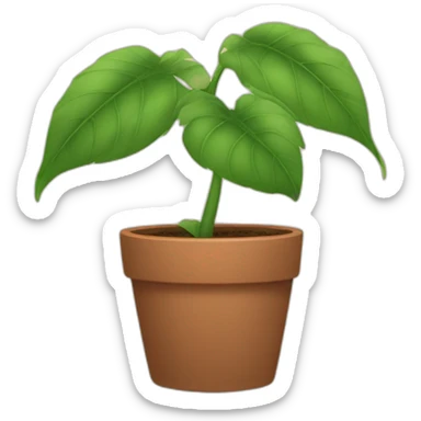 plant with big stems and big leaves in a brown flower pot sticker