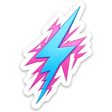 blue and pink lightning bolt sticker