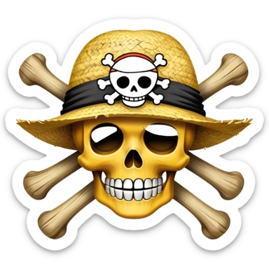 One Piece Straw Hat Pirates flag with skull wearing straw hat sticker