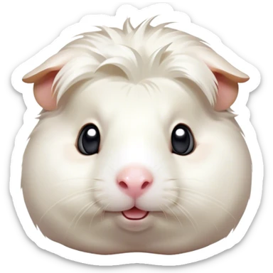 Cinematic Comical White Guinea Pig Portrait Emoji, Head tilted dramatically with an exaggeratedly amused expression, featuring a glossy, pristine white coat with an adorably scrunched face, wide, expressive dark eyes filled with playful disbelief, Simplified yet hilariously expressive features, highly detailed, glowing with a slightly sassy glow, high shine, dramatic yet playful, stylized with an air of cheeky mischief, bright and endearing, soft glowing outline, capturing the essence of a spirited and over-the-top guinea pig, so meme-worthy it feels like it could side-eye its way into internet fame instantly! sticker