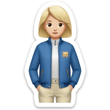 bitte mach mir ein typen der blond ist mit in einer 6pm jacke und eine weißen hose sticker