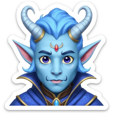 wizard thiefling with blue skin sticker