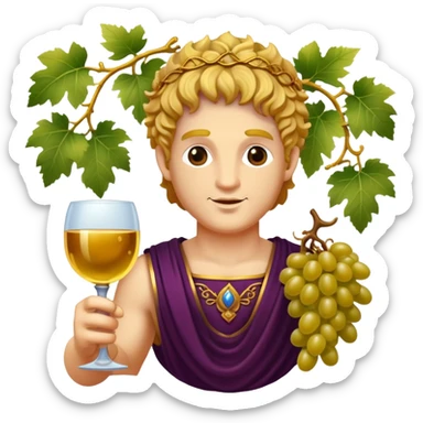 Bacchus Roman god of wine with grape vines and goblet sticker