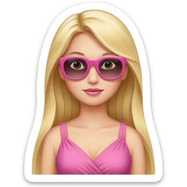 dior women with long blonde hair wear sun glasses, pink dress sticker