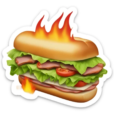Sandwich sub in flames sticker