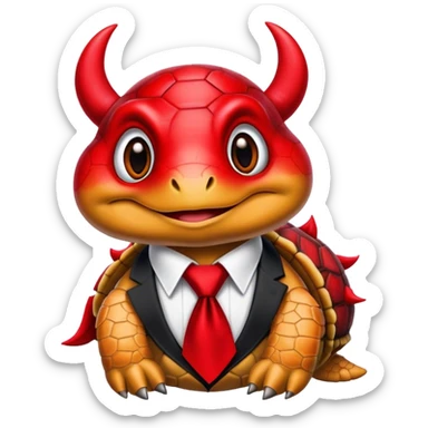turtle wearing red devil horns and a red boa tie sticker