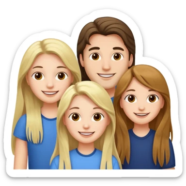 1 man and 2 girls with long hair, friends sticker