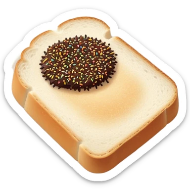 Slice of white bread on a white plate with chocolate sprinkles on top sticker