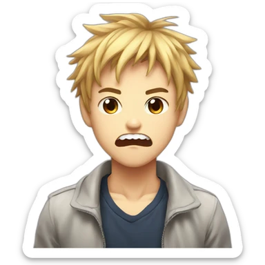anime boy with angry face and teeth sticker