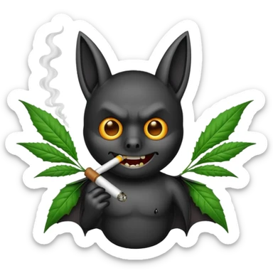 Bat smoking a marijuana joint sticker
