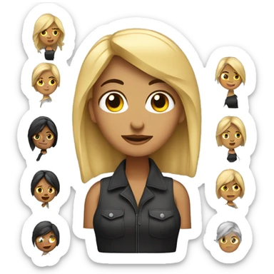 emoji de mujer crespa con cabello negro de cargo de jefe sticker
