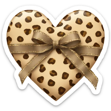 beige heart with cheeta print ribbon  sticker