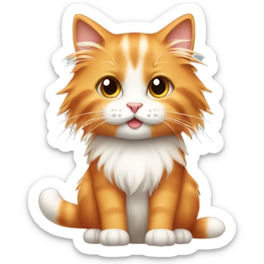 Cute emoji long haired orange and white kitty  sticker