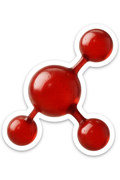 molecola chimica 3d rossa iperrealistica fluttua in aria, 4k sticker