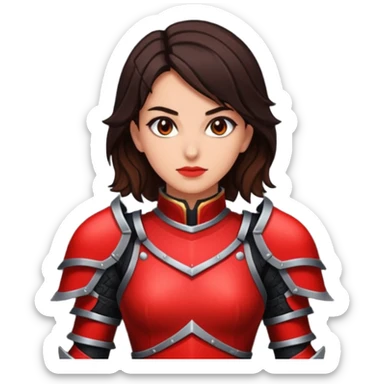 a brunette slim fighter woman in red and black, rpg pixel art style sticker