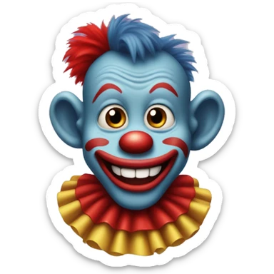 monkey clown with red poofy clown hair and big red clown nose, make it goofy looking sticker