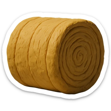 single hay bale close-up, soft lighting, textured surface, claymation style sticker