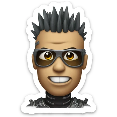 cyborg rockstar with mohawk sticker