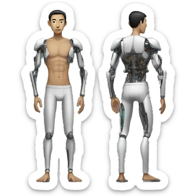 Skinny asian man cyborg sticker