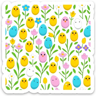 spring flowers and Easter eggs sticker