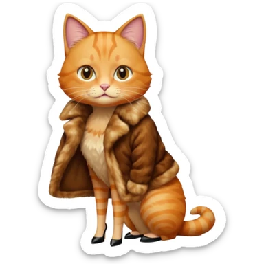 a ginger cat in fur coat and high heels sticker