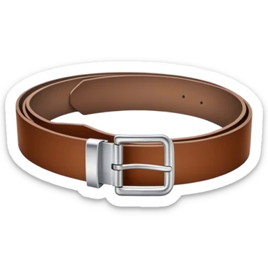 A standalone leather belt, folded neatly, brown color with a silver buckle — no background, no personbelt sticker