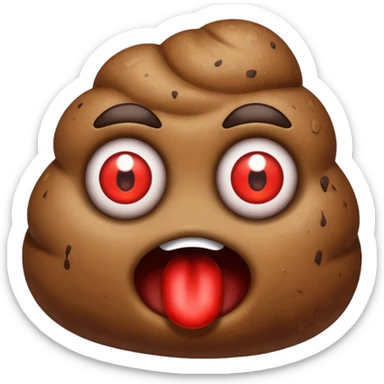A poop with bloodshot eyes sticker