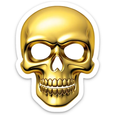 Chrome skull with gold grills  sticker