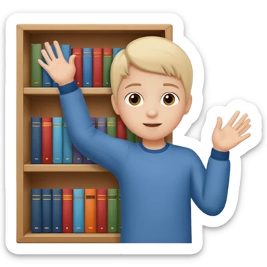 enfant range livre dans bibliothèque sticker