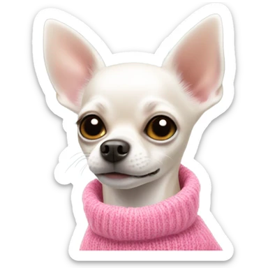 White chihuahua pink sweater  sticker