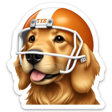 golden retriever with texas longhorns orange football helmet  sticker