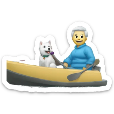 Un. Spitz nain dans les bras d’une Mamie. sticker