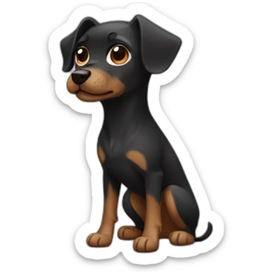 little dog pincher with long face and with black skin color sticker