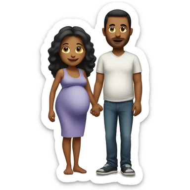 A pregnant woman with her husband  sticker