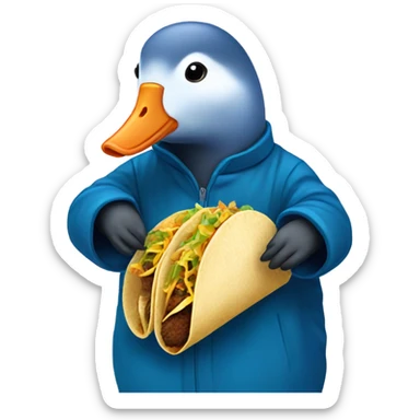 Eurasian coot  wearing a blue coat eating tacos sticker