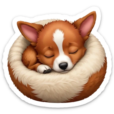 Sleeping red heeler puppy curled up in a ball sticker