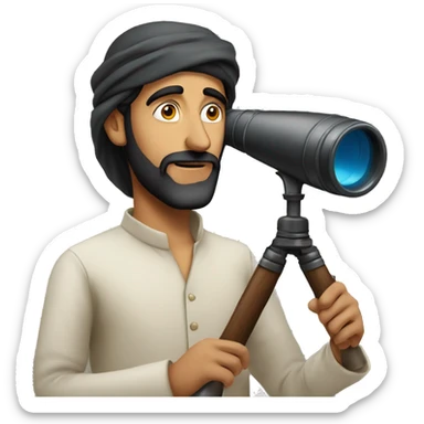 middle eastern man looking through spyglass sticker