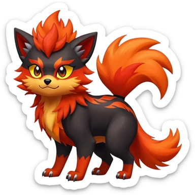 Zorua-Pyroar-Litten-Fakémon-hybrid-creature (full body)  sticker