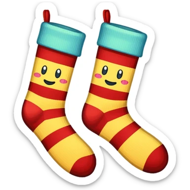A pixel art emoji of a pair of socks in a retro 16x16 or 32x32 pixel style, using a limited color palette sticker