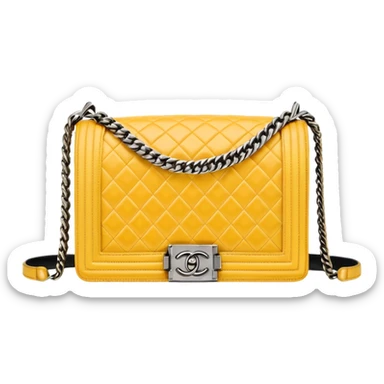 chanel le boy butter yellow bag with gold hardware sticker