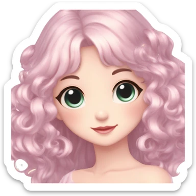 Dreamy pretty elegant cute shiny blushing shy anime lady kawaii beautiful hair naturecore fairycore cottagecore jewels trending aesthetic full body sticker