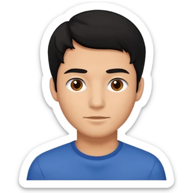young man adult, black hair, brown skin, only face sticker