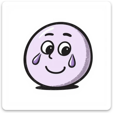 smiling face with tears emoji, hand-drawn chalk style, soft lilac color palette, rough doodle-like texture, looks like pastel chalk on a dark surface, aesthetic and emotional, suitable for Telegram channel sticker